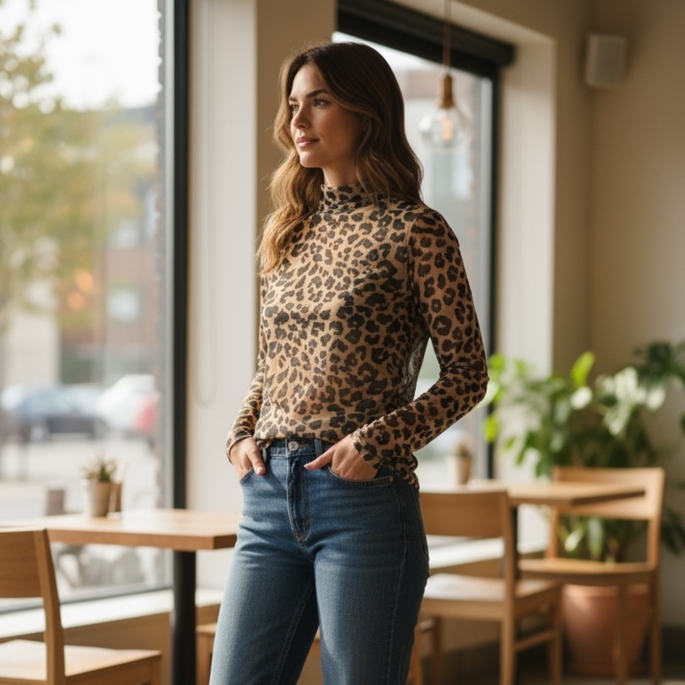Leopard Print Long Sleeve Top